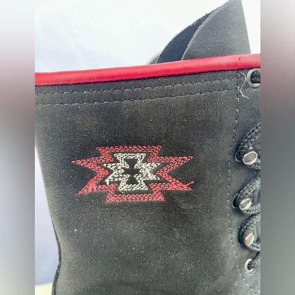 Abilene Leather Lace Up Western Packer Kiltie Boots Women’s Size 9.5 M Red Black - Picture 3 of 14